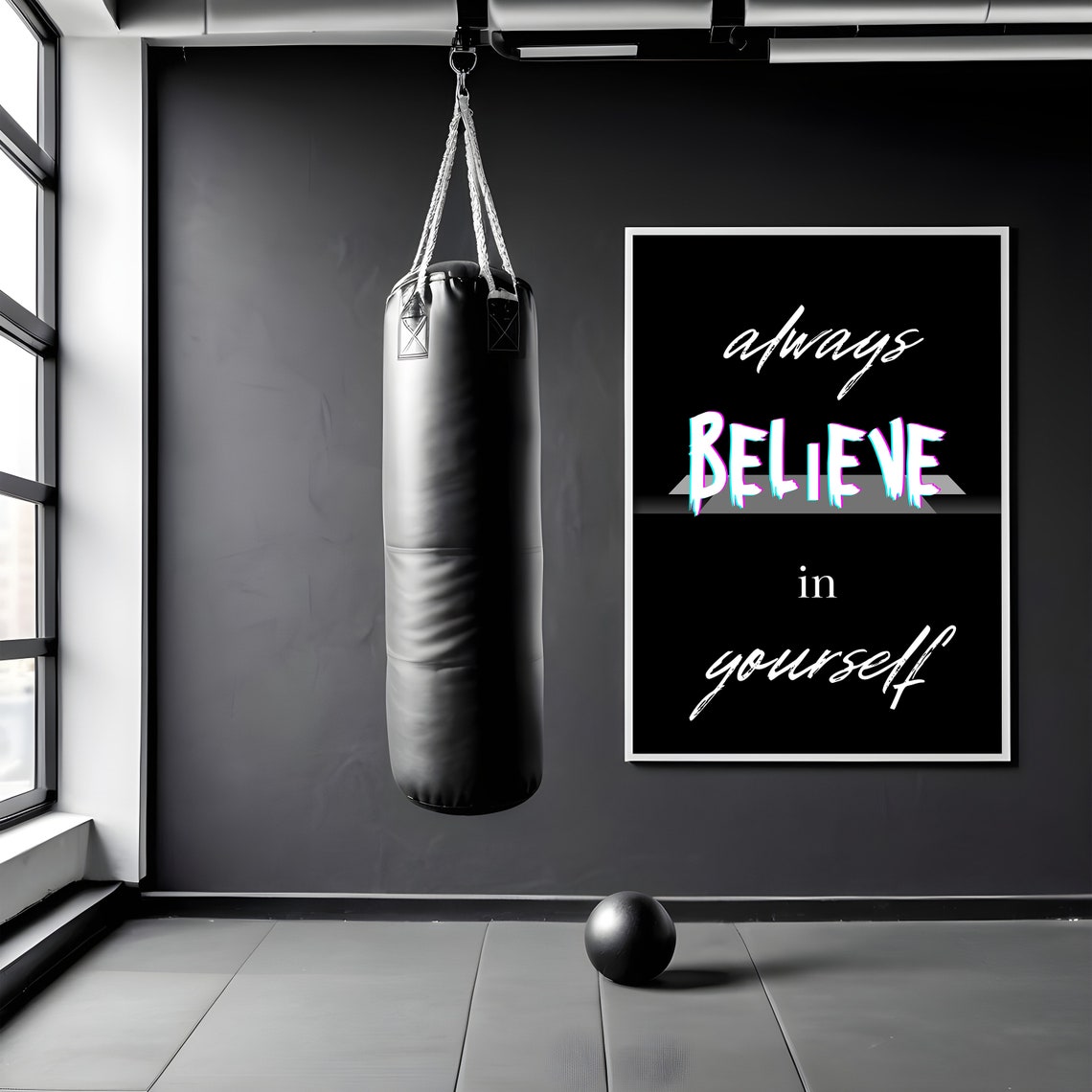 Always Believe In Yourself Glitch Text Quote Wall Home Decor Poster - Image 2