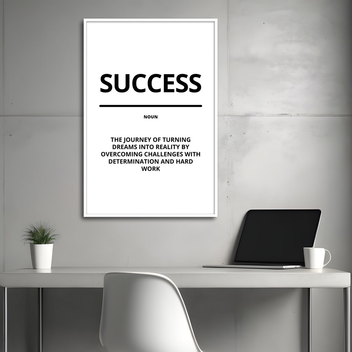 Success Noun Definition Minimalist White Motivational Quote Poster - Image 4