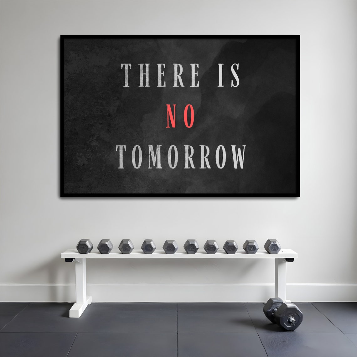 There Is No Tomorrow Red Accent Black Minimalist Quote Decor Poster - Image 3