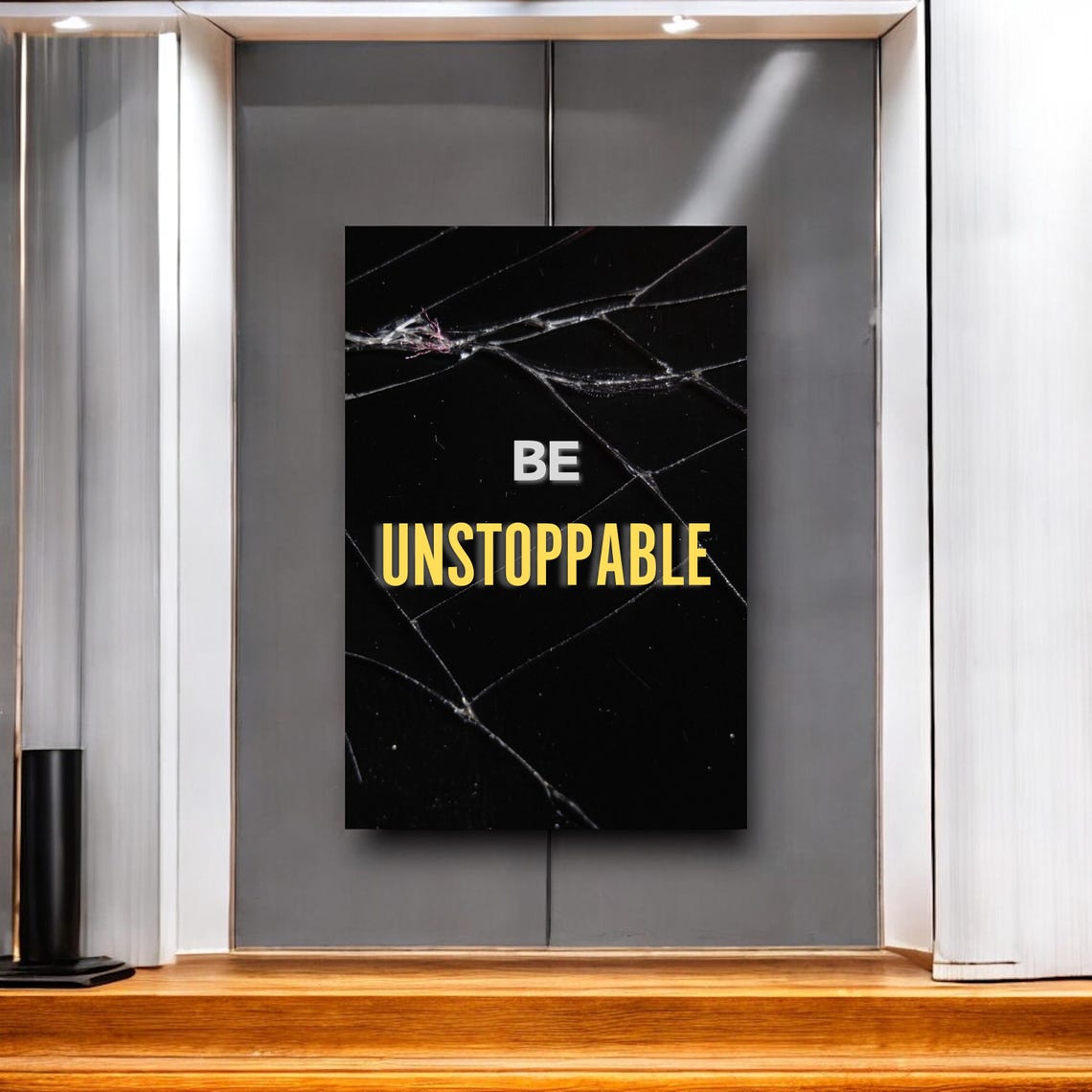 Be Unstoppable Quote Gold Text Black Marble Gym Motivation Poster