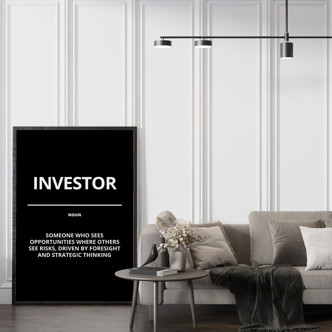 Investor Noun Definition Minimalist Black Finance Motivational Poster - Image 3