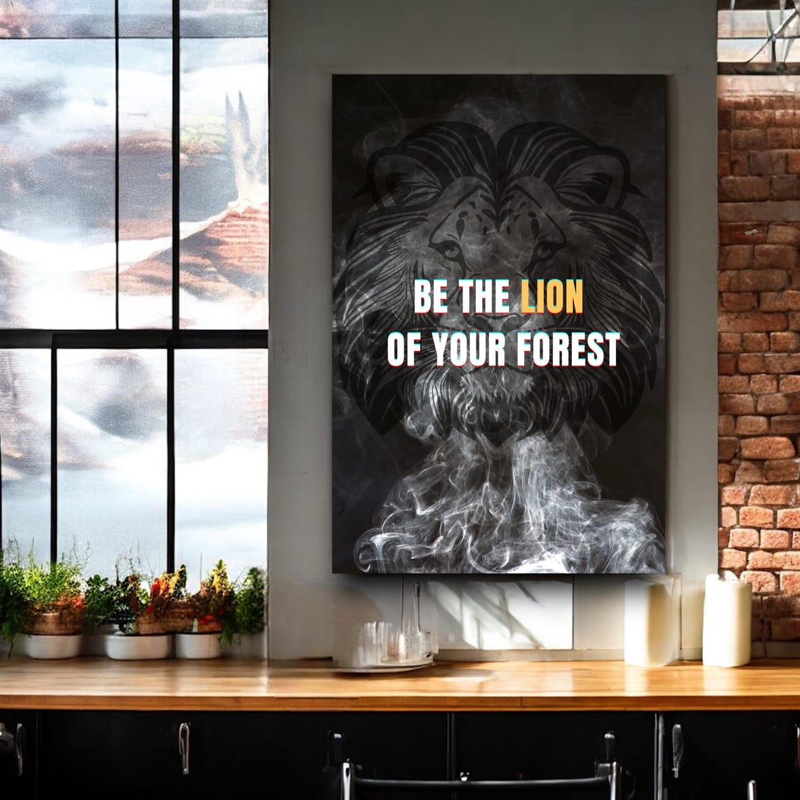 Be The Lion Of Your Forest Smoky Lion Quote Gym Office Poster