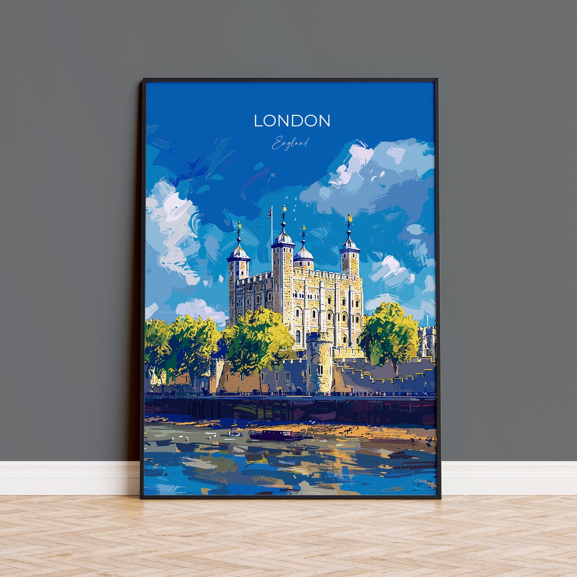 London England Tower Of London River Thames Castle Travel Poster