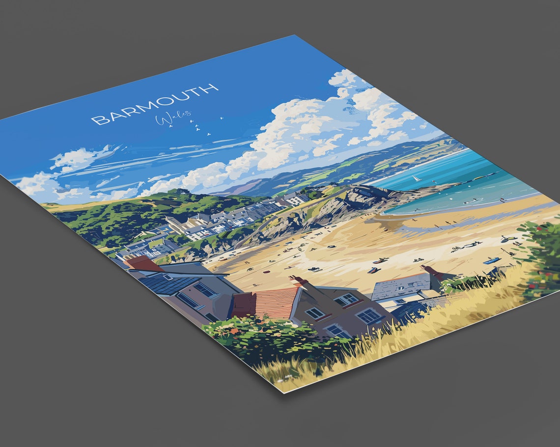 Barmouth Wales Coastal Town Seafront Golden Sands Bay Poster - Image 2