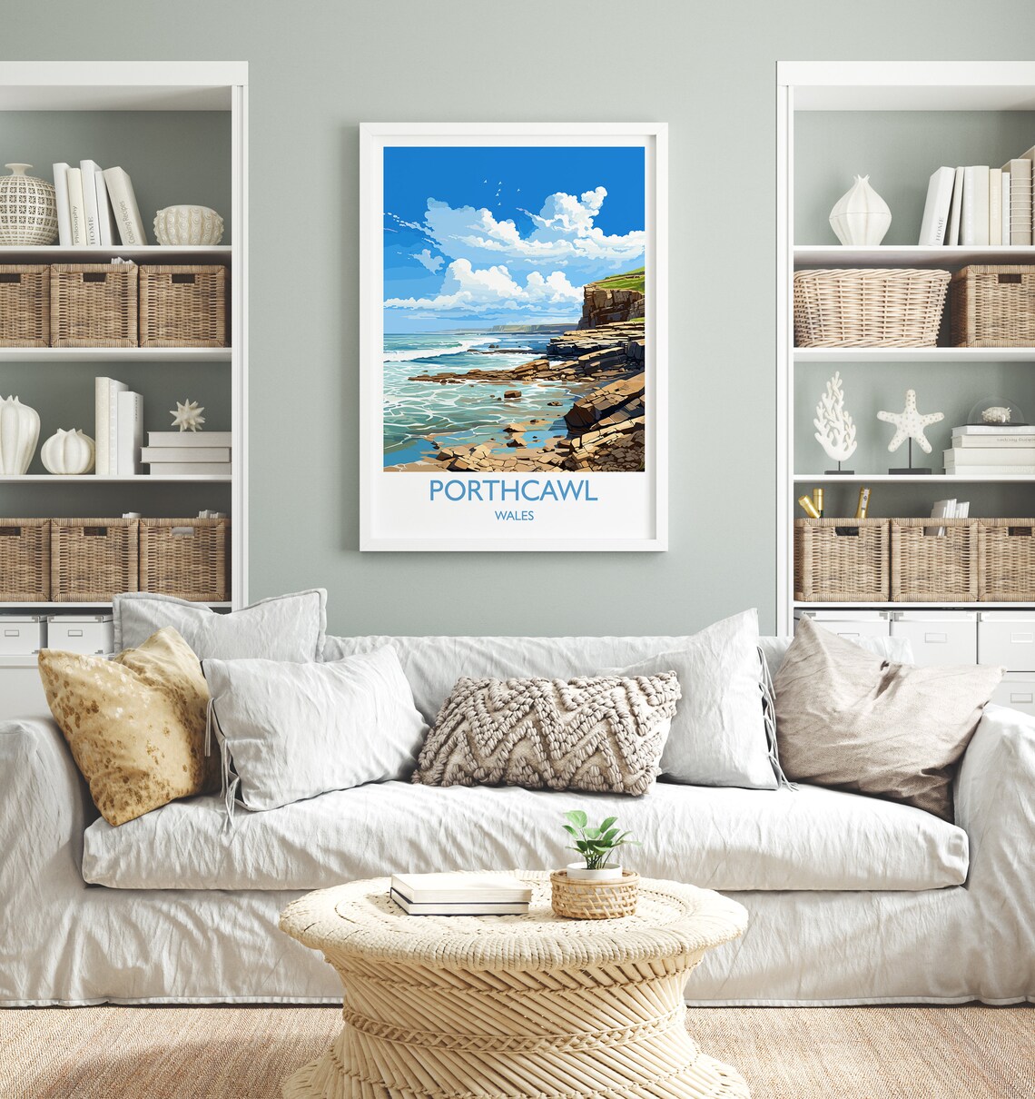 Porthcawl Wales Rocky Shore Sea Cliffs Vintage Travel Poster - Image 4