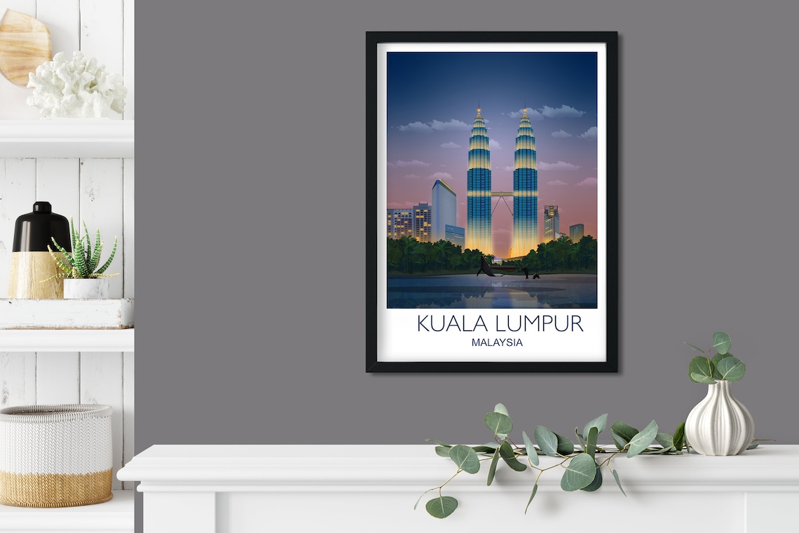 Kuala Lumpur Petronas Towers Night Cityscape Purple Sky Travel Poster - Image 3