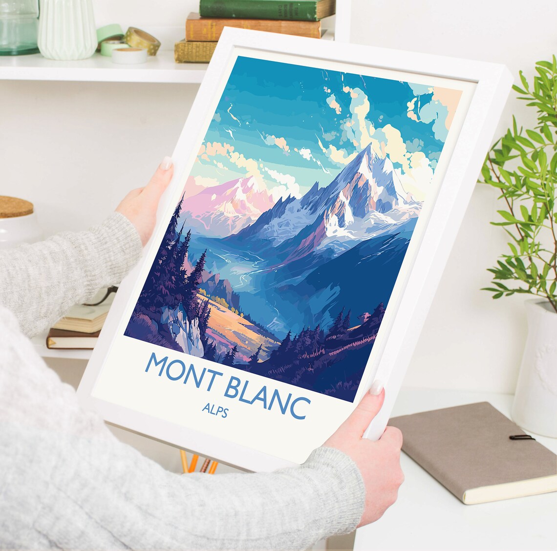 Mont Blanc Travel Poster, Alps Mountain Art Print - Image 5