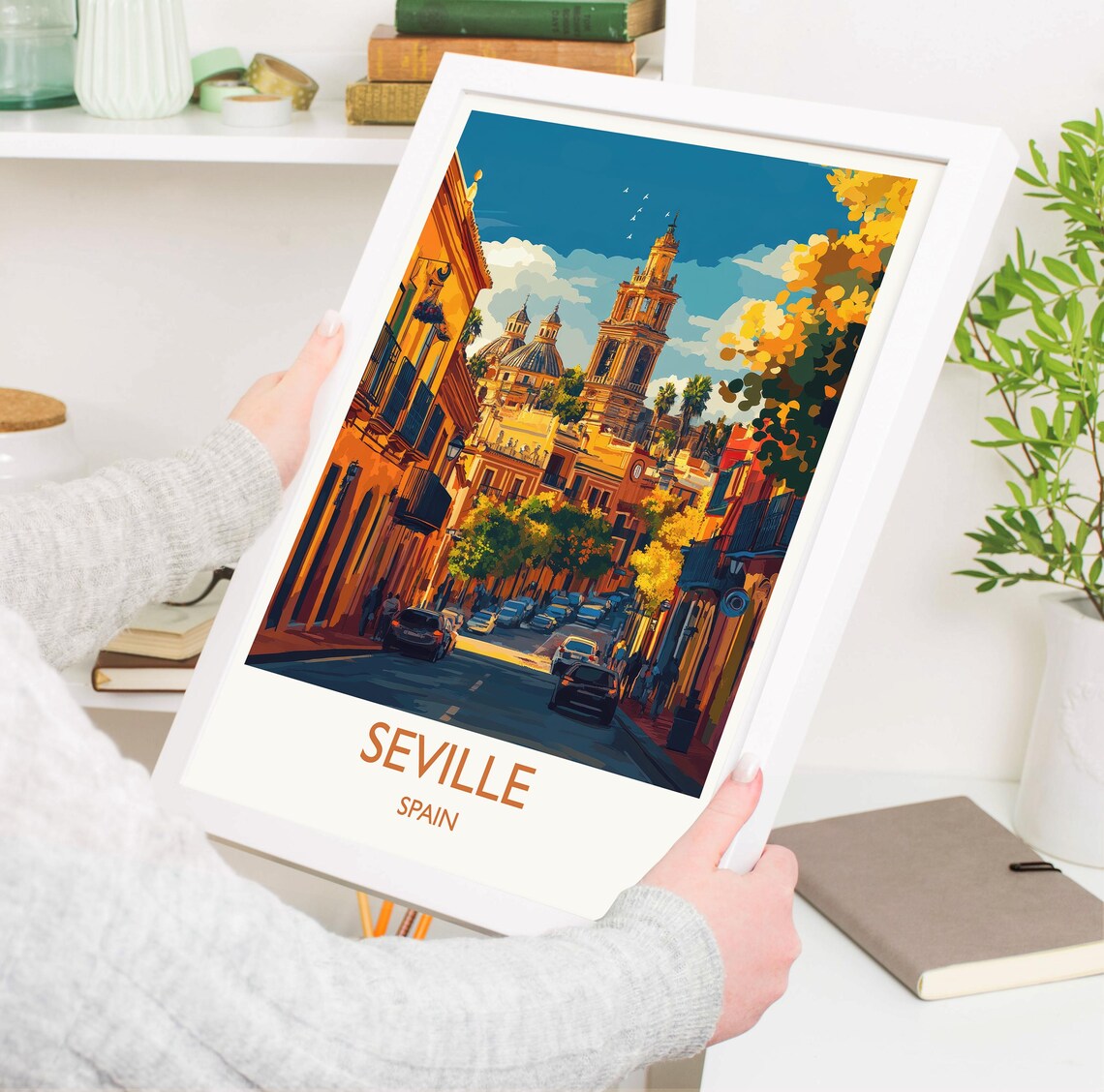 Seville Golden Hour Street Church Dome Glowing Light View Poster - Image 3