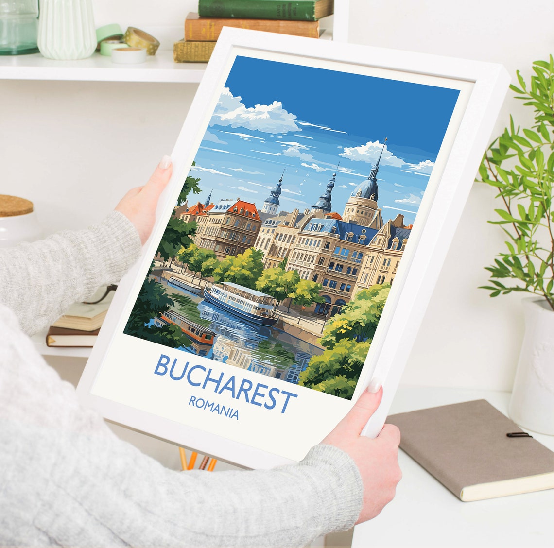 Bucharest Romania Riverfront Belle Epoque Vintage Travel Poster - Image 5