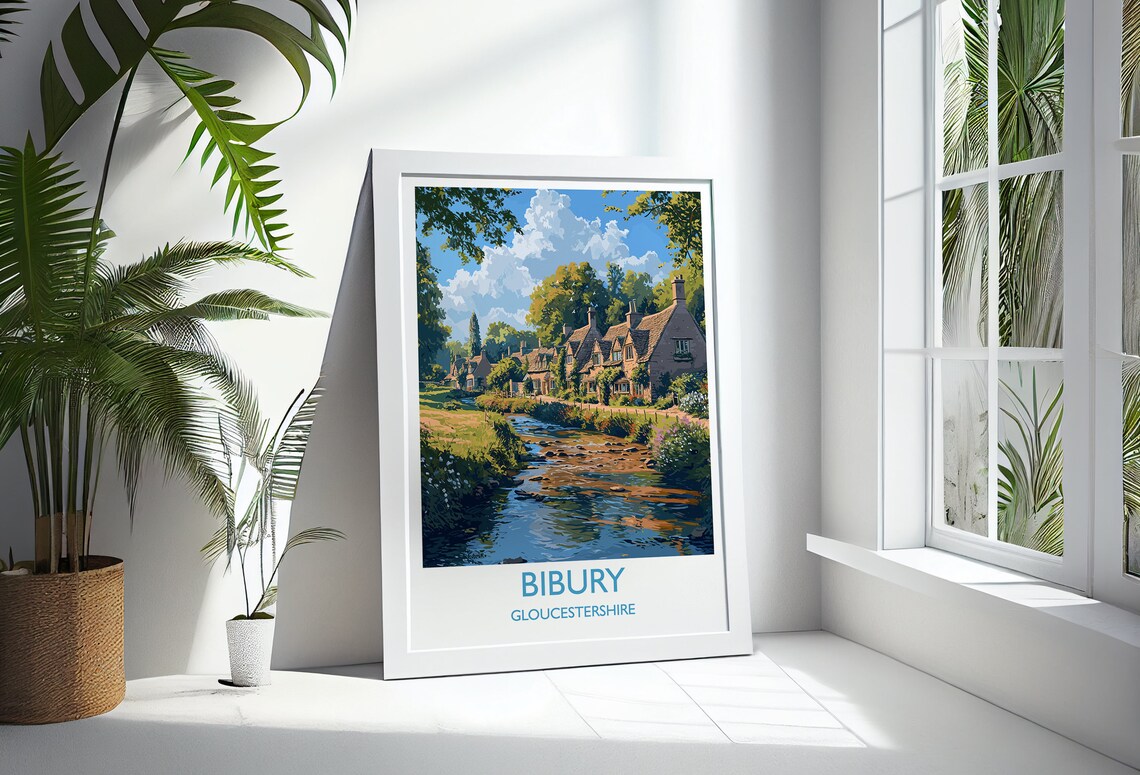 Bibury Travel Poster, Gloucestershire Cotswolds - Image 3