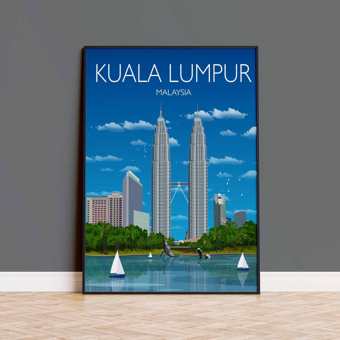 Travel Poster Of Kuala Lumpur Travel Print Of Kuala Lumpur Malaysia Travel Poster Kuala Lumpur Print