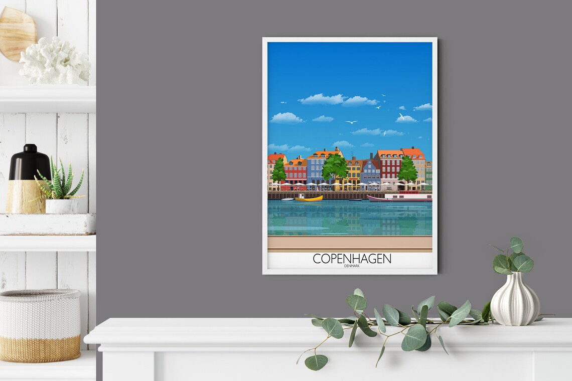 Copenhagen Travel Poster, Denmark Cityscape Art Print - Image 2
