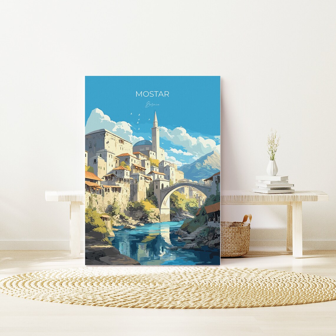 Mostar Travel Poster, Bosnia Place Art Print - Image 3