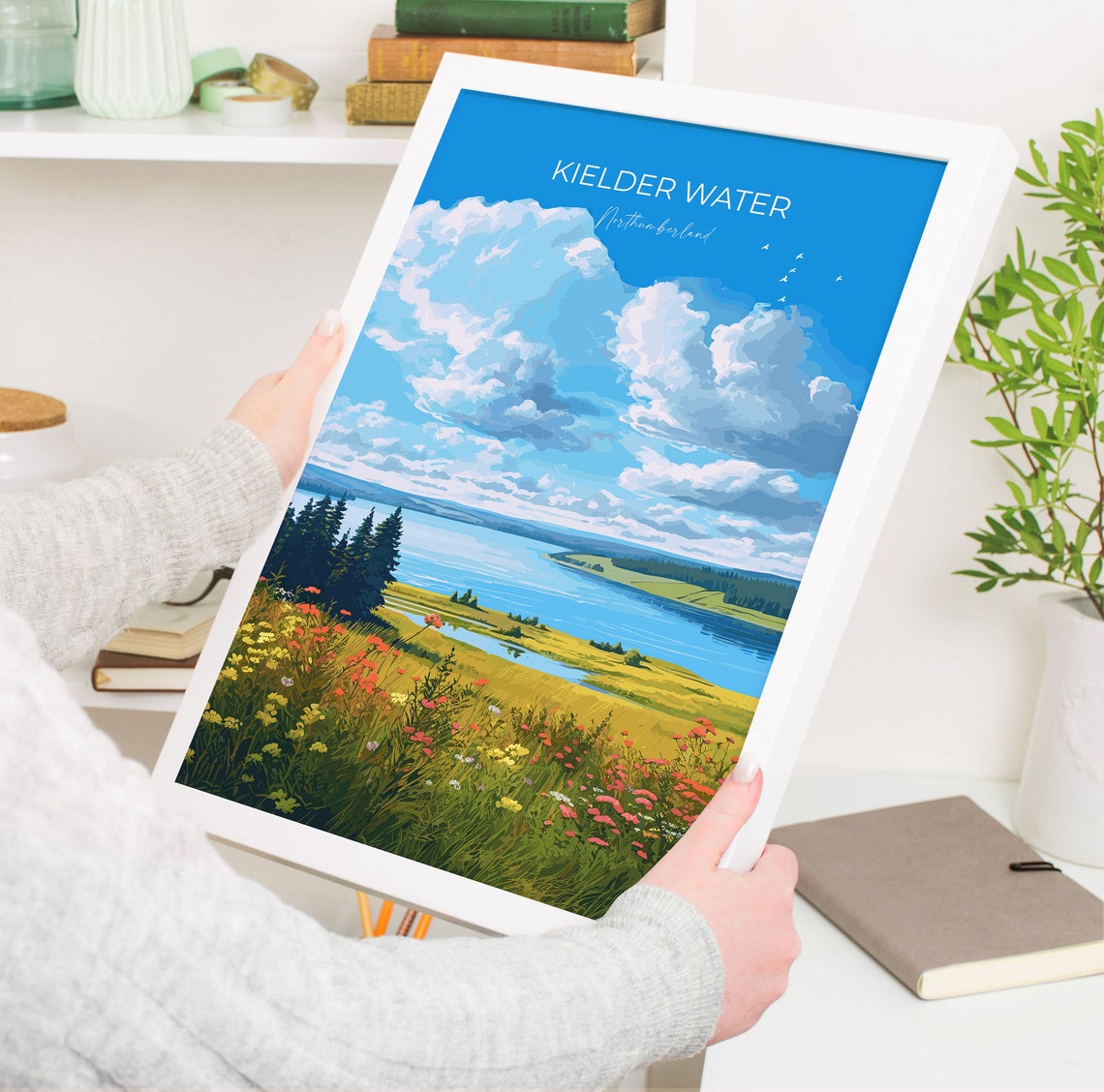 Kielder Water Northumberland Lake Pines Sky Scene Travel Poster - Image 5