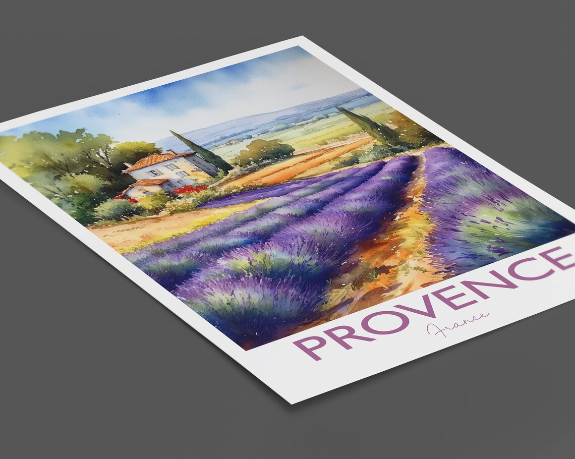 Provence France Lavender Fields Farmhouse Watercolor Art Poster - Image 3