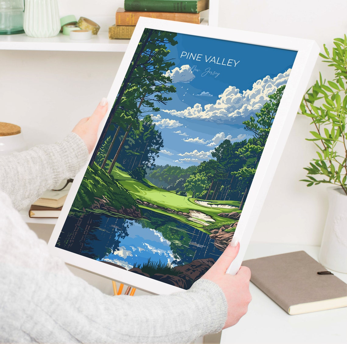 Pine Valley New Jersey Golf Course Lakeside Vintage Script Poster - Image 5