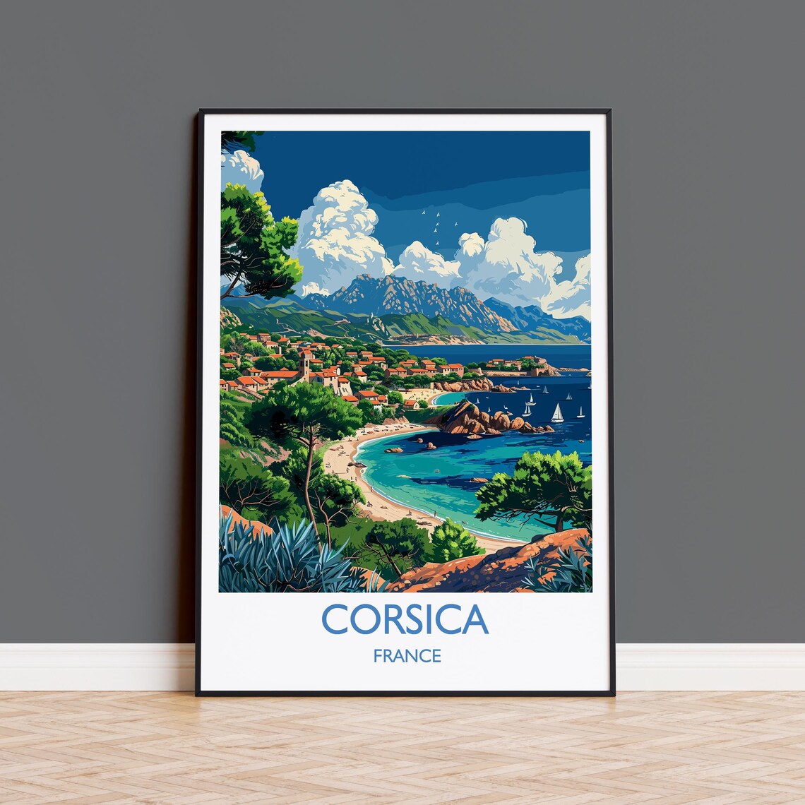 Corsica Travel Poster, French Art Lovers Gift