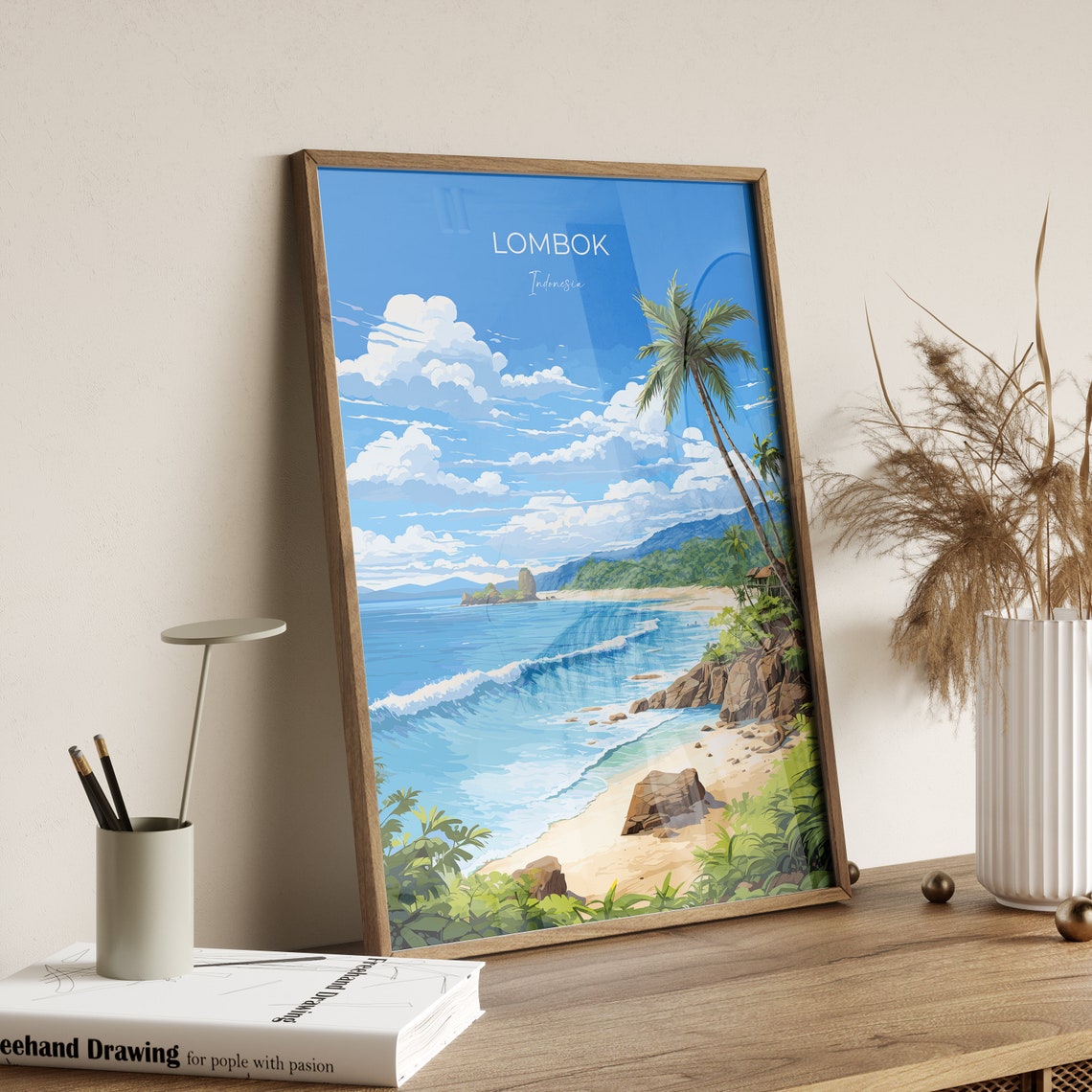 Lombok Print Travel Poster Of Lombok Indonesia Lombok Gift Indonesia Art Gift Travel Gift Wall Art Print - Image 2