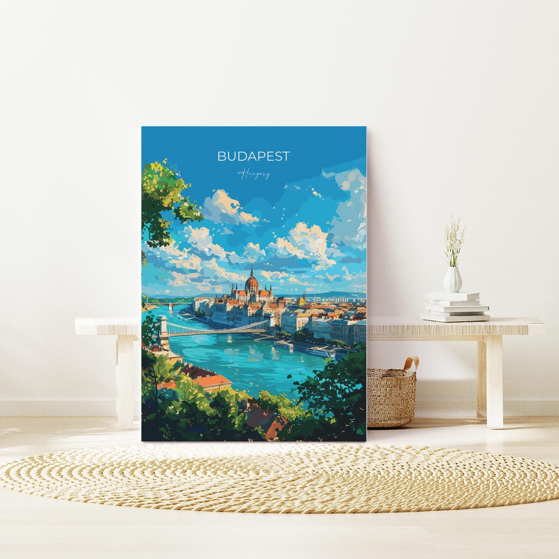 Budapest Parliament Danube River Top Lettering Travel Poster - Image 2
