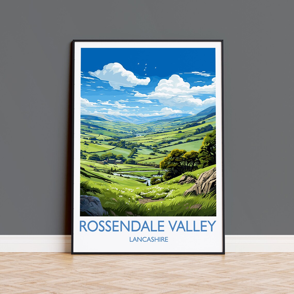 Rossendale Valley Travel Poster, English Countryside