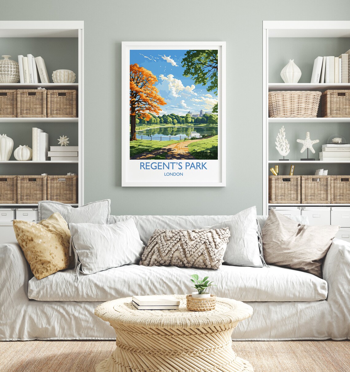 Regent's Park London Autumn Lake Path Garden Landscape Poster - Image 4