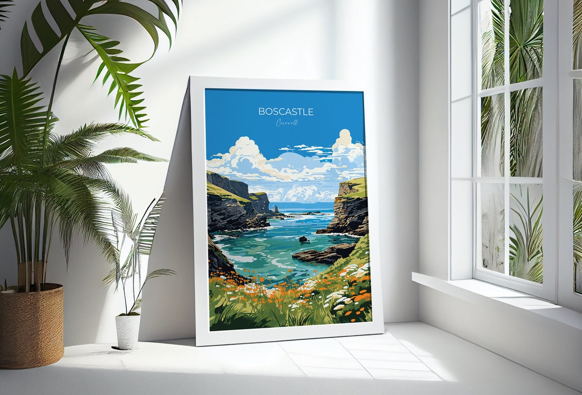 Boscastle Cornwall Rugged Cliffs Cove Wildflowers Travel Poster - Image 3
