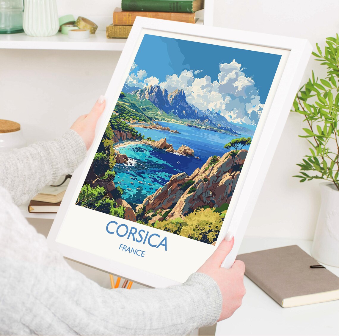 Corsica France Rocky Cliffs Cove Mountains Sea View Travel Print - Image 3