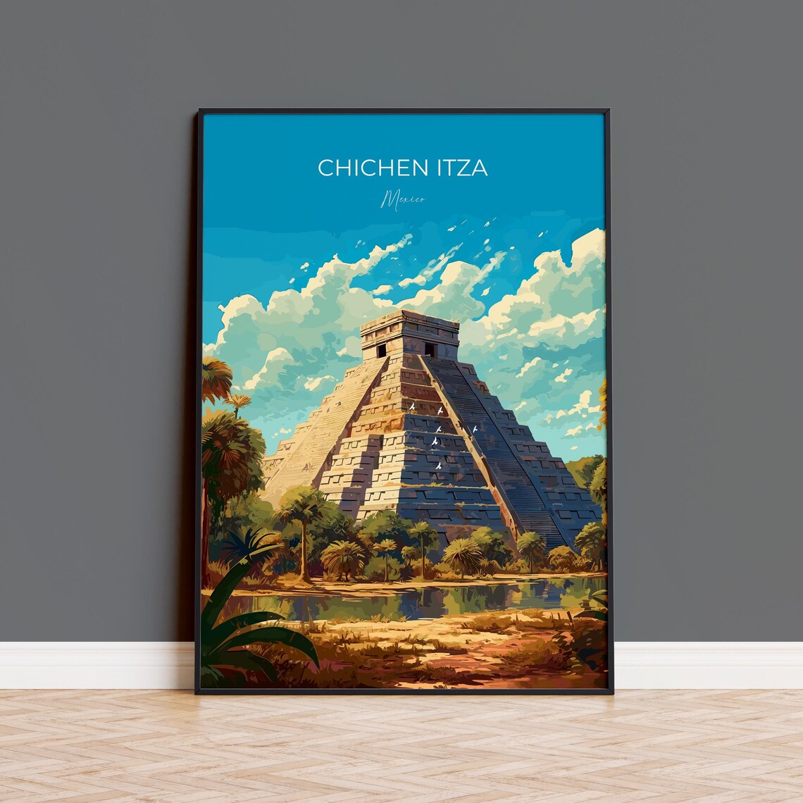 Chichen Itza Travel Poster, Mexico Travel Art