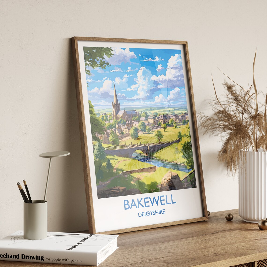 Bakewell Travel Poster, England Derbyshire Art Print - Image 3