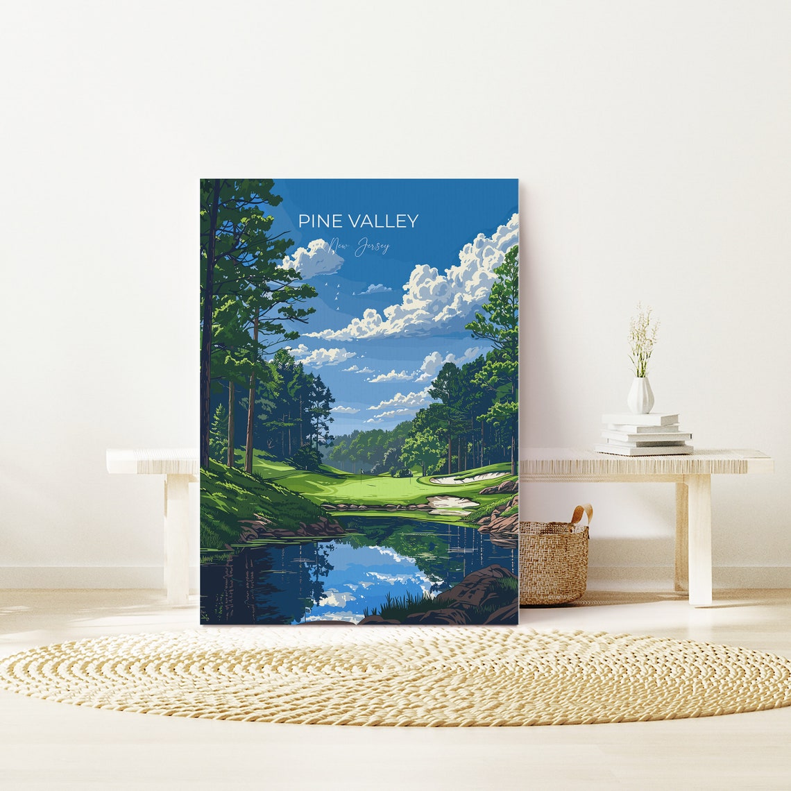 Pine Valley New Jersey Golf Course Lakeside Vintage Script Poster - Image 2