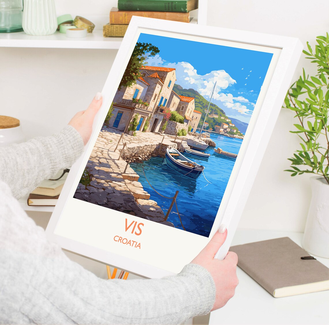 Vis Croatia Adriatic Stone Waterfront Boats View Travel Poster - Image 5