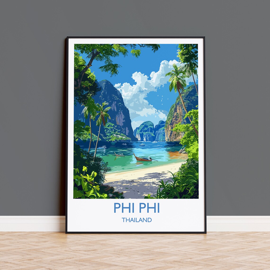 Phi Phi Travel Poster, Thailand Island Landscape