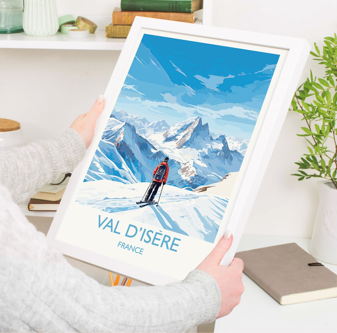 Val d'Isere France Glacier Skier Winter Mountain Travel Poster - Image 5