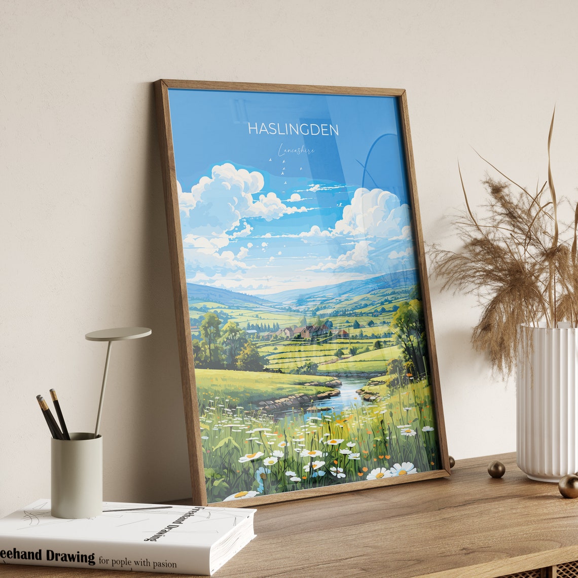Haslingden Lancashire Wildflower Meadow Countryside Travel Poster - Image 2