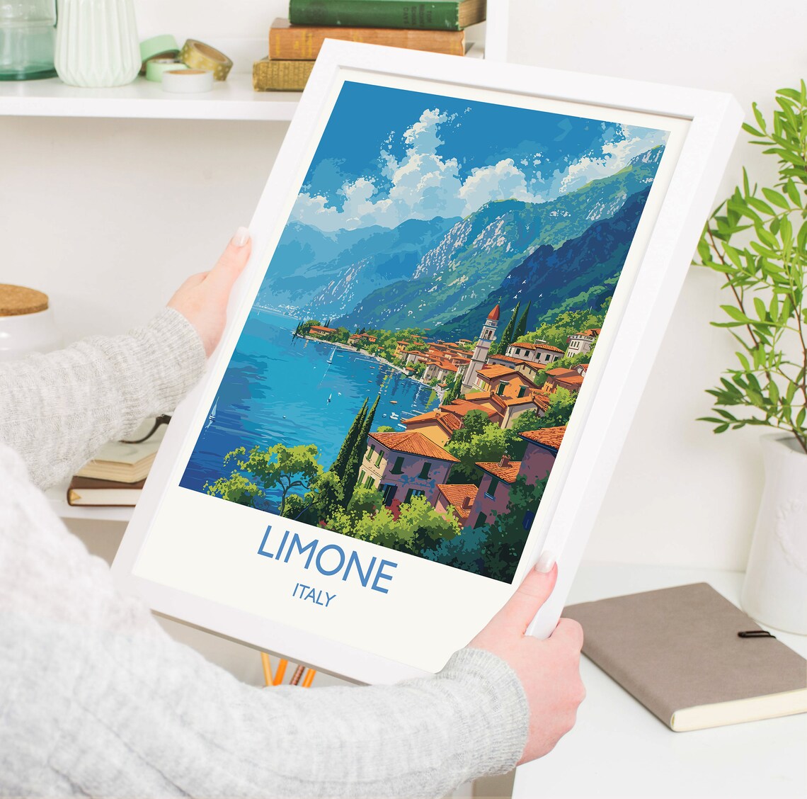 Limone Travel Print Wall Art Travel Poster Of Lake Garda Limone Art Lovers Gift Italy Italian Lakes Art Gift - Image 5