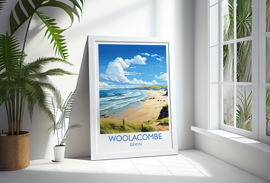 Woolacombe Travel Poster, Devon England Art Print - Image 3