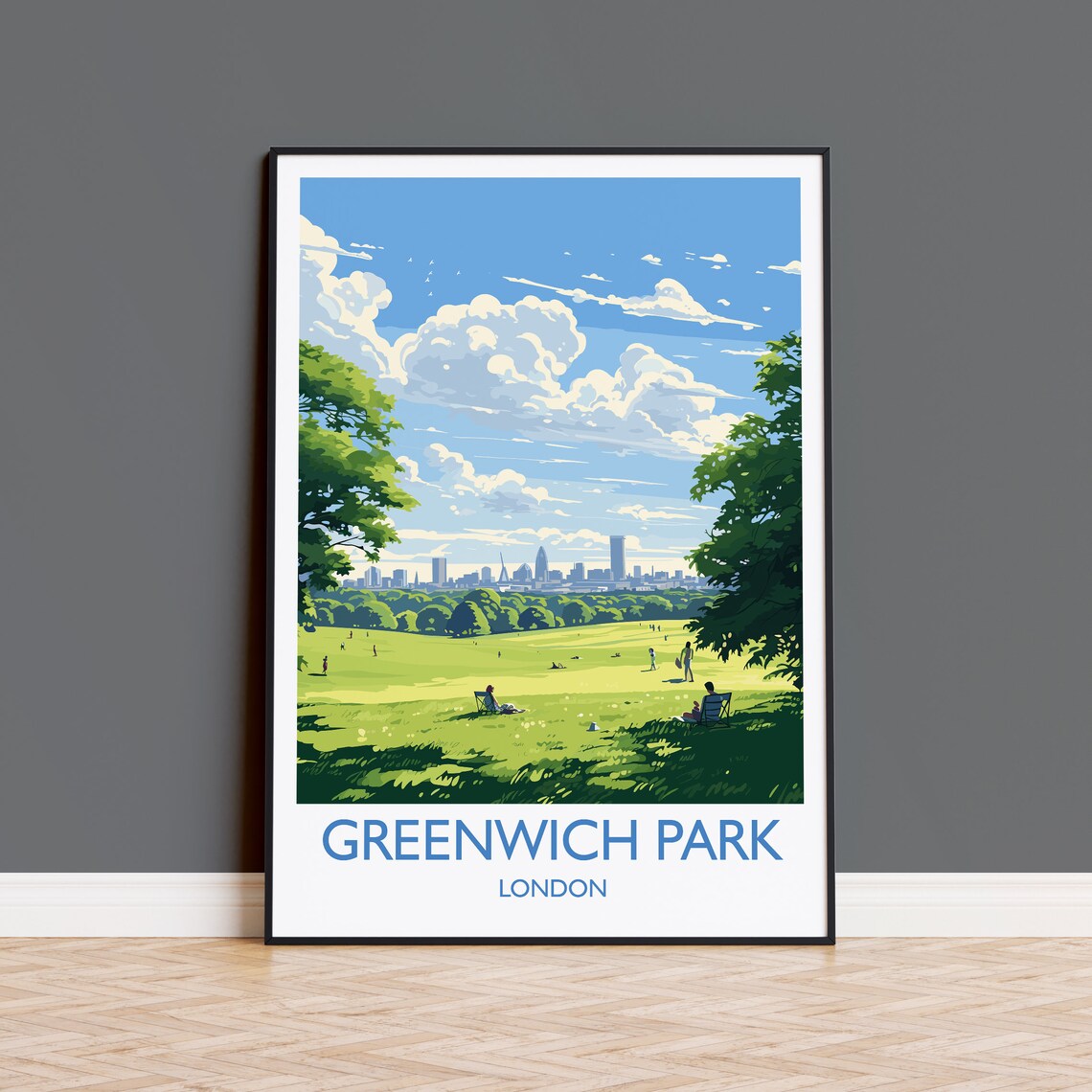 Greenwich Park Travel Poster, London Travel Art Print