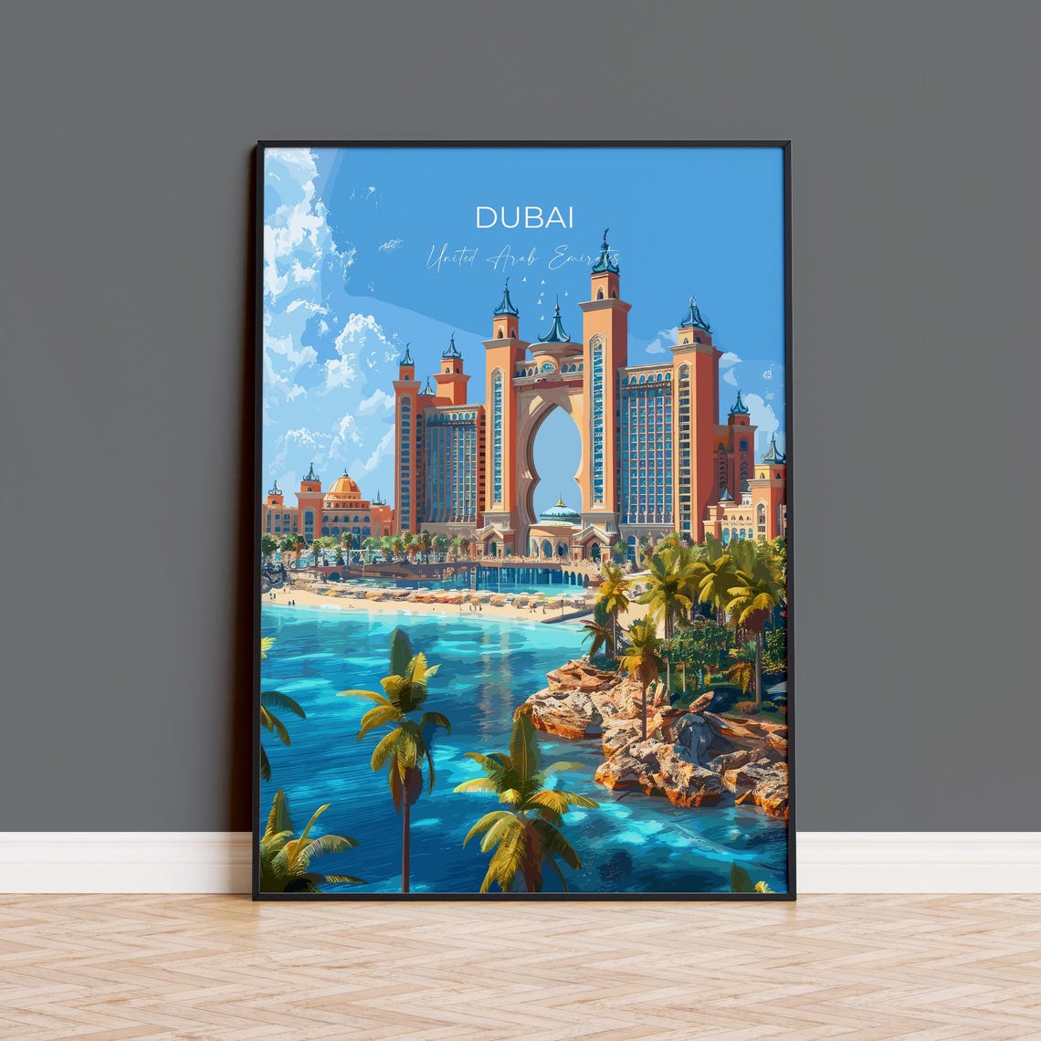 Atlantis The Palm Dubai Beach Resort Turquoise Modern Travel Poster
