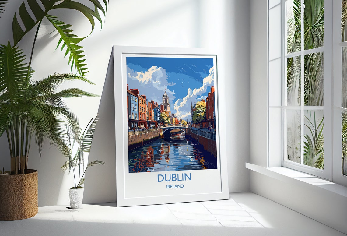Dublin Ireland River Liffey Bridge Colorful Quays Travel Poster - Image 3