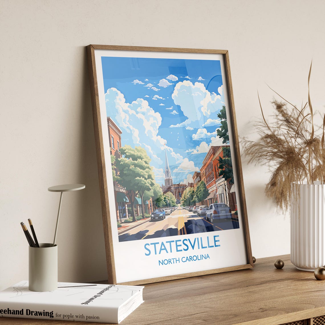 Statesville Travel Print Wall Art Travel Poster Of Statesville Statesville Art Lovers Gift North Carolina Usa Art Gift - Image 2
