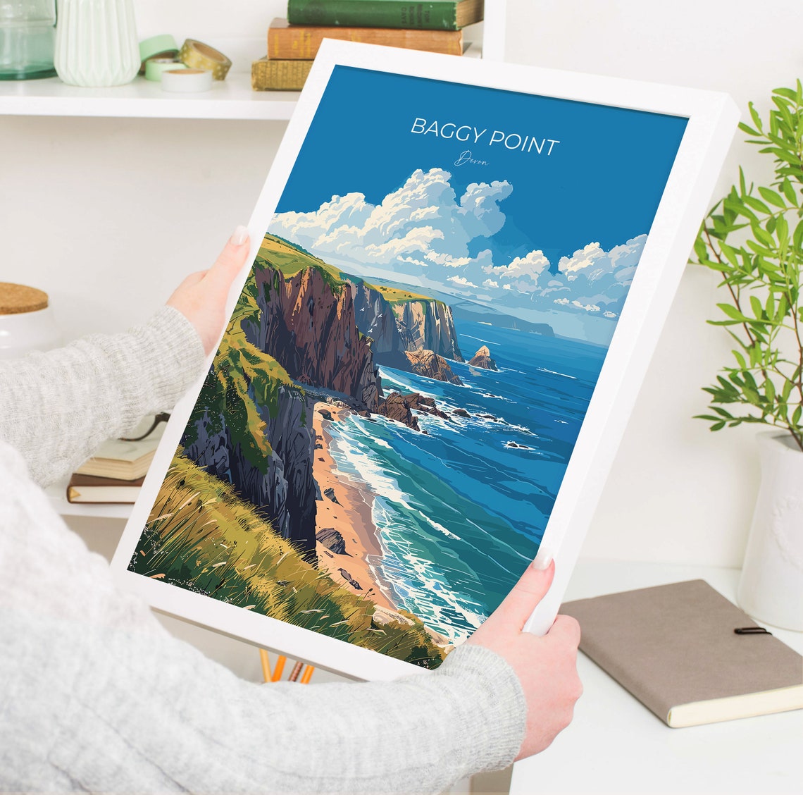 Baggy Point Devon Rugged Sea Cliffs Sandy Cove Coastal Travel Poster - Image 5