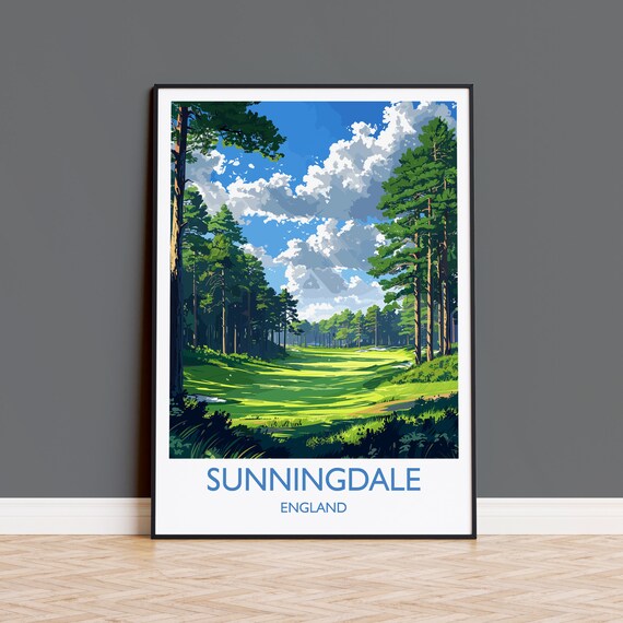 Sunningdale Travel Print Travel Poster Of Sunningdale Golf Course Sunningdale Art Lovers Gift Berkshire Birthday Gift