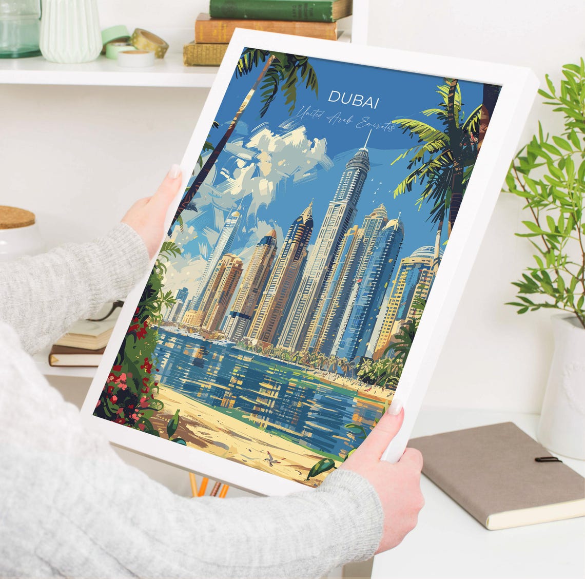 Dubai Marina Glass Towers Beachfront Palm View Travel Poster - Image 3
