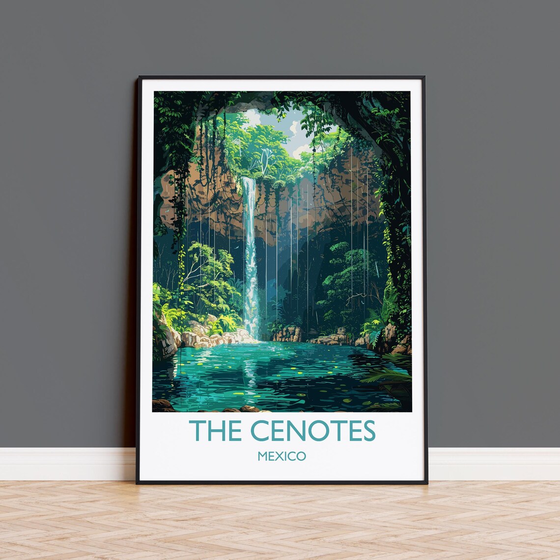 Cenotes of Yucatan Travel Poster, Mexico Wall Art