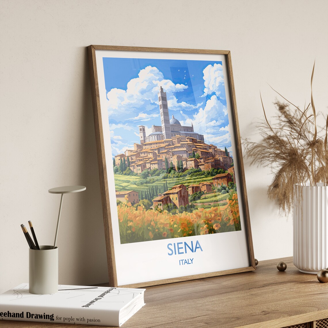 Siena Italy Historic Cathedral Hilltop Tuscan Town Travel Poster - Image 3