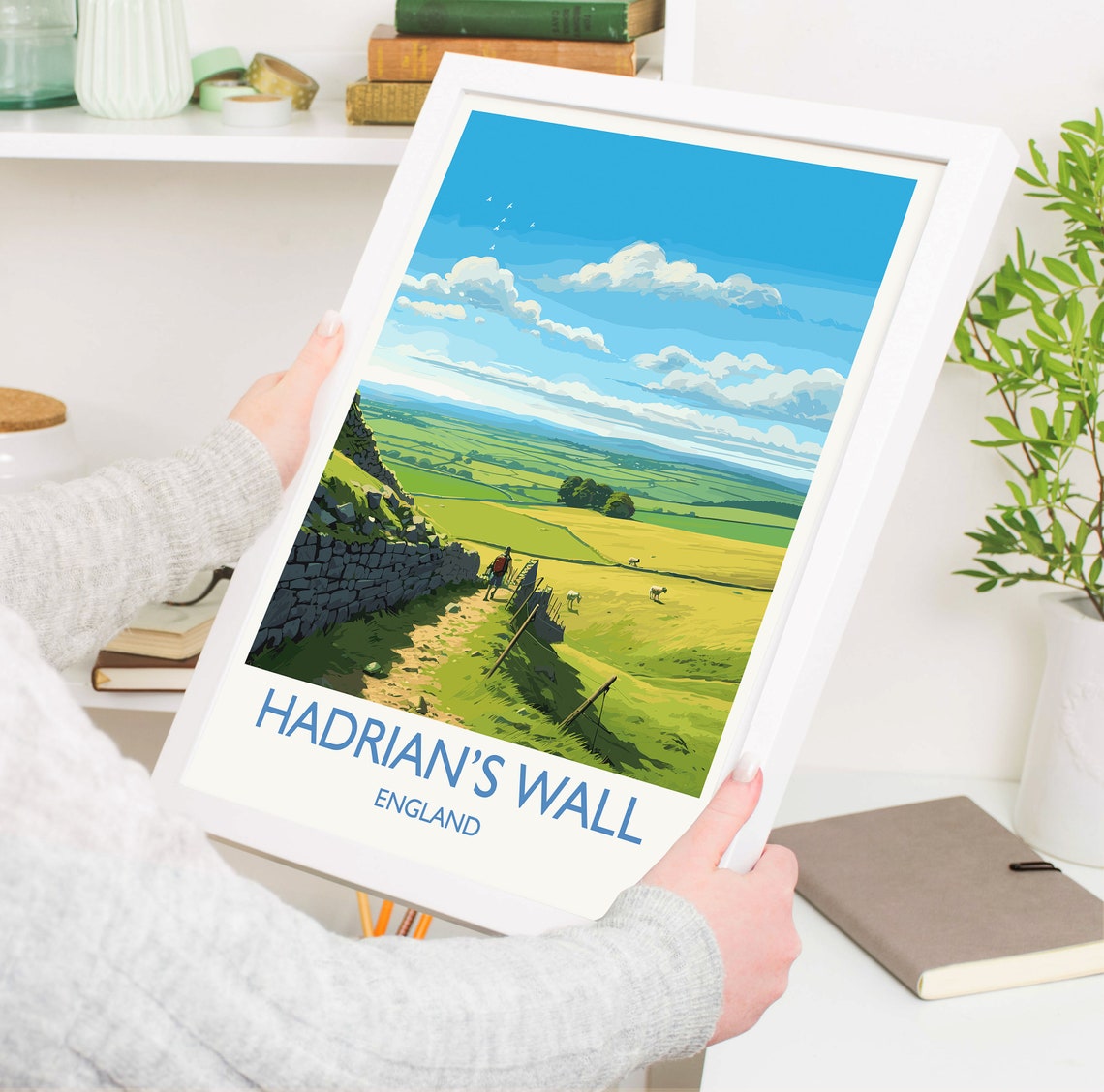 Hadrians Wall England Roman Wall Countryside Hiking Travel Poster - Image 5