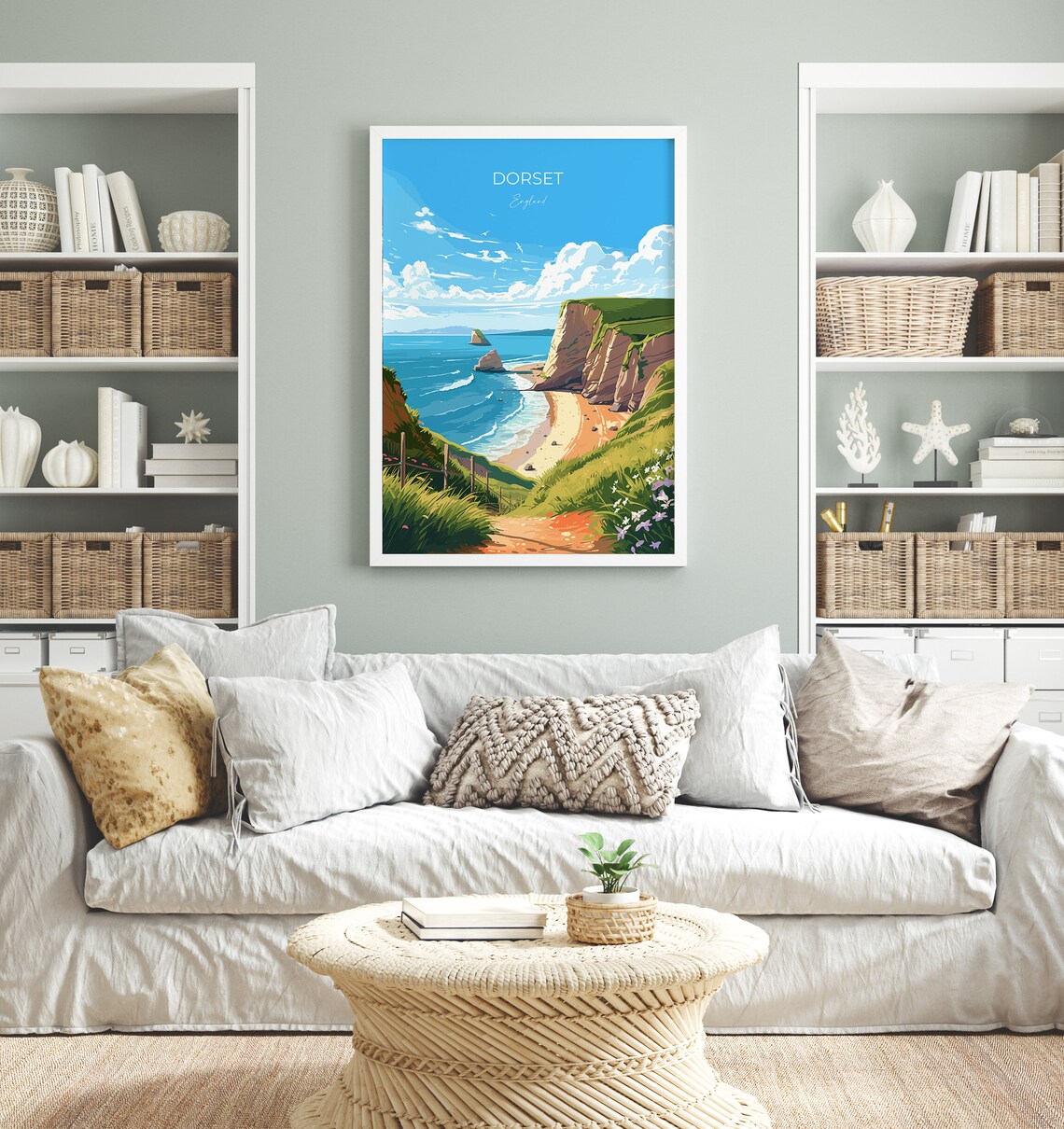 Dorset England Scenic Sea Cliffs And Golden Beach Travel Poster - Image 4
