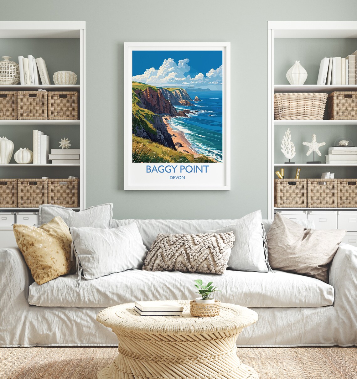 Baggy Point Travel Poster, Devon England Travel Art - Image 4