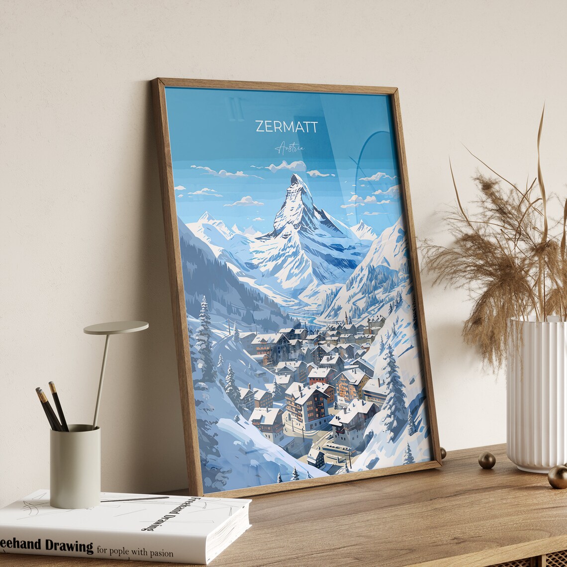 Zermatt Matterhorn Alpine Village Ski Resort Snowy Winter Poster - Image 3