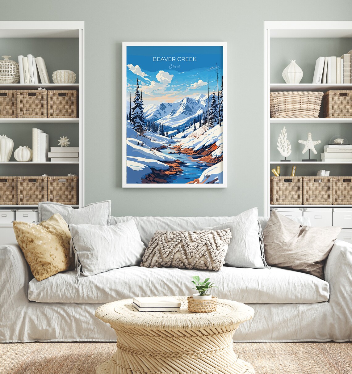 Beaver Creek Colorado Snowy Mountains Stream Winter Travel Poster - Image 4